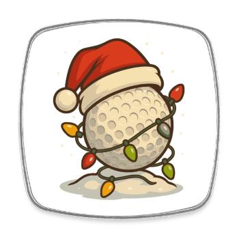 Lustige Golf Weihnachten Golfball Weihnachtsmann Mütze - Viereckiger Kühlschrankmagnet - Weiß - Vorne