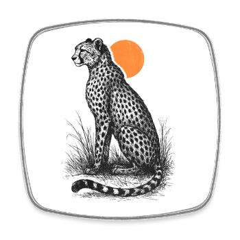 Gepard im Sonnenuntergang - Viereckiger Kühlschrankmagnet - Weiß - Vorne