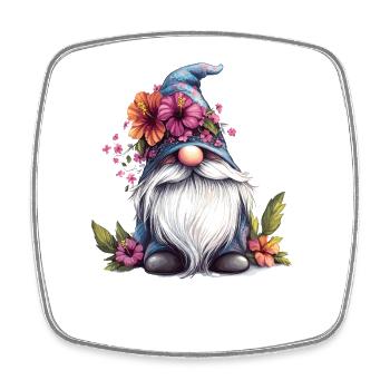 Blumenpracht Gartenzwerg - Viereckiger Kühlschrankmagnet - Weiß - Vorne