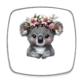 Koala mit Blütenkrone Illustration - Viereckiger Kühlschrankmagnet - Weiß - Vorne