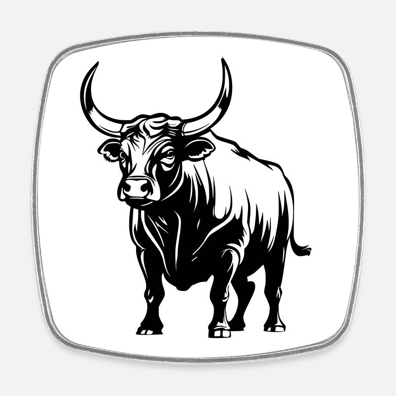 Taureau - Magnet carré - blanc
