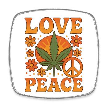 Love Peace Hippie Vibes - Viereckiger Kühlschrankmagnet - Weiß - Vorne