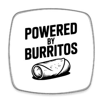 Angetrieben von Burritos - Viereckiger Kühlschrankmagnet - Weiß - Vorne