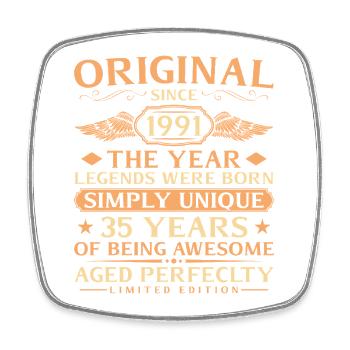 Original 1991 Vintage - 35th Birthday - Square fridge magnet - white - Front