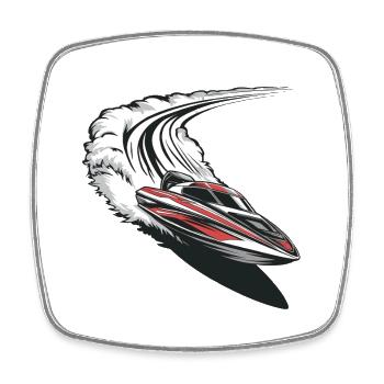 Motif dynamique de bateau à moteur avec action et - Magnet carré - blanc - Devant