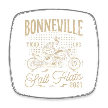 Bonneville Salt Flats Motorcycle Birthday 2021 - Square fridge magnet - white - Front