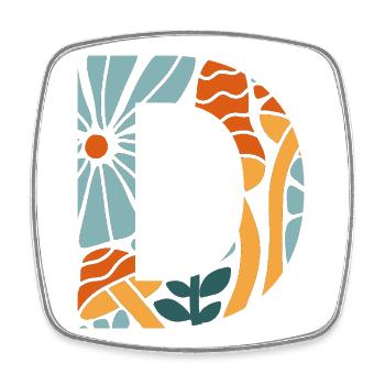 Buchstabe D Groovy Flowers Geschenkidee - Viereckiger Kühlschrankmagnet - Weiß - Vorne
