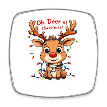 Reindeer with fairy lights - gift for children - Square fridge magnet - white - Front