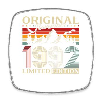 33rd Birthday Original November Vintage 1992 - Square fridge magnet - white - Front