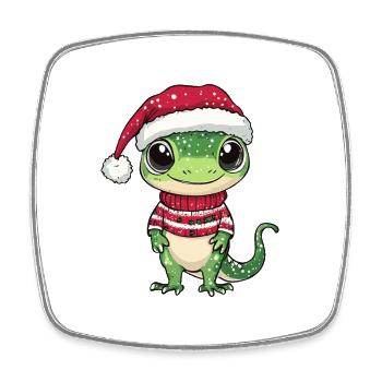 Echse Weihnachten Gecko - Viereckiger Kühlschrankmagnet - Weiß - Vorne