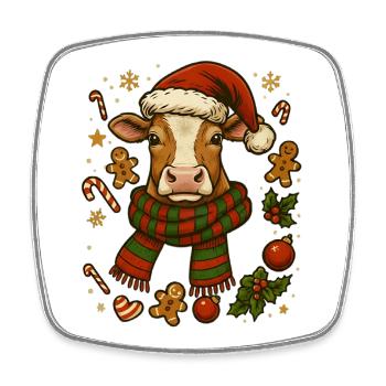 Kuh an Weihnachten - Viereckiger Kühlschrankmagnet - Weiß - Vorne