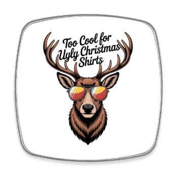 Deer with antlers Ugly christmas - Square fridge magnet - white - Front
