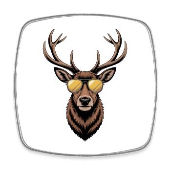 Deer with antlers and sunglasses - Square fridge magnet - white - Front