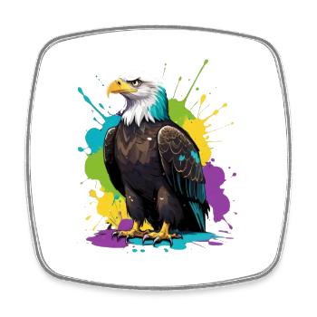 Aigle coloré Color Splash - Magnet carré - blanc - Devant