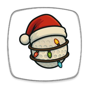 Funny Golf Ball Christmas Santa Holiday - Square fridge magnet - white - Front