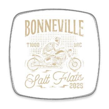 Bonneville Salt Flats Moto Anniversaire 2025 - Magnet carré - blanc - Devant