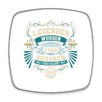 60 Geburtstag Legenden Jahrgang 1966 Retro Vintage - Viereckiger Kühlschrankmagnet - Weiß - Vorne