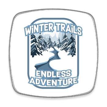 Winter Trails Endless Hiking Adventure - Square fridge magnet - white - Front