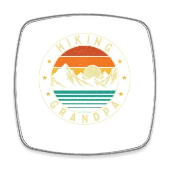 Hiking Grandpa Funny Trekker Mountain Trail  - Square fridge magnet - white - Front