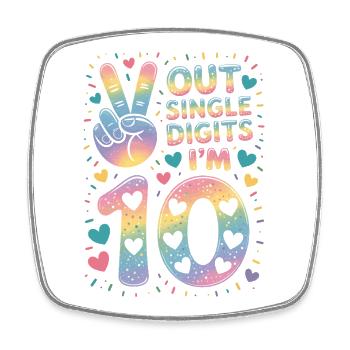 10th Birthday Girl | Double digits fun - Square fridge magnet - white - Front