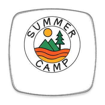 Summer Camp Camping Hiking Retro Mountain Outdoors - Square fridge magnet - white - Front