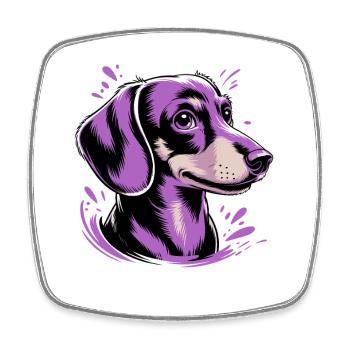 Purple Dog Pop Art Portrait - Square fridge magnet - white - Front