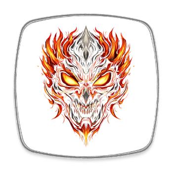 Fire Demon Mask Flame Cult - Square fridge magnet - white - Front