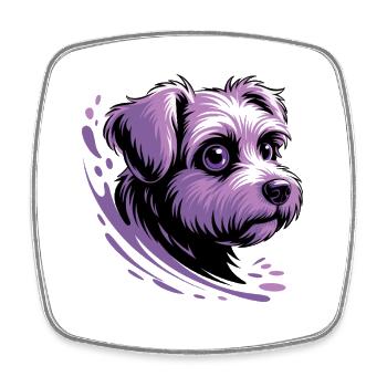Purple Pup Splash Portrait - Square fridge magnet - white - Front