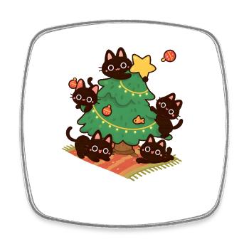 Purrsmas chat arbre lueur, chatons drôles Noël - Magnet carré - blanc - Devant