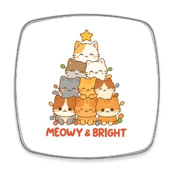 Pile de chat miaillante et lumineuse, Love Kittens - Magnet carré - blanc - Devant