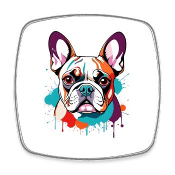 Pop Art Bulldog Color Festival - Square fridge magnet - white - Front