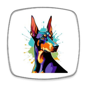 Explosion de couleurs Doberman - Magnet carré - blanc - Devant