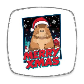 Capybara mit Santa Hut Weihnachten - Viereckiger Kühlschrankmagnet - Weiß - Vorne