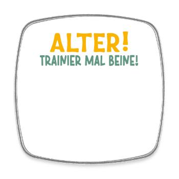 Stick Figure OLD TRAINER TIMES LEGS Drôle - Magnet carré - blanc - Devant