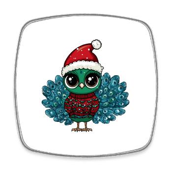Peacock Bird Christmas - Square fridge magnet - white - Front