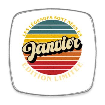 Les Légendes Sont Nées en Janvier Anniversaire - Magnet carré - blanc - Devant