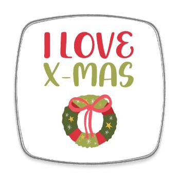 I love Xmas Christmas - Square fridge magnet - white - Front