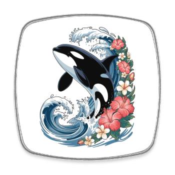 Orque dans les vagues tropicales - Magnet carré - blanc - Devant