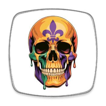 Chemise tête de mort Mardi Gras - Magnet carré - blanc - Devant