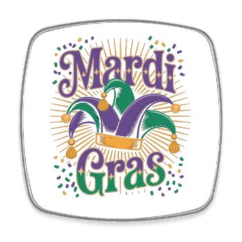 Carnival Mardi Gras Confetti - Square fridge magnet - white - Front
