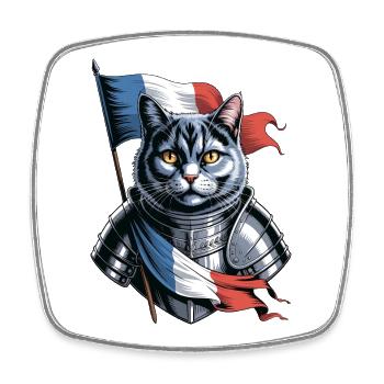 France Cat Knight - Square fridge magnet - white - Front