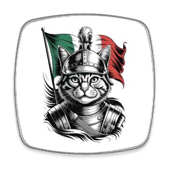 Cat Legionnaire with Italian Flag - Square fridge magnet - white - Front