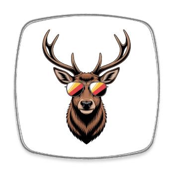 Deer with antlers and sunglasses - Square fridge magnet - white - Front