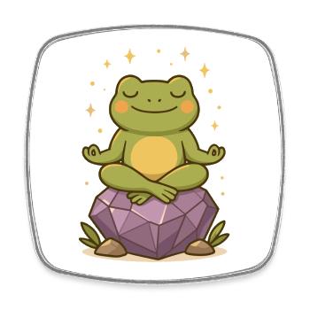 Meditierender Frosch – Spirituell & Achtsam - Viereckiger Kühlschrankmagnet - Weiß - Vorne