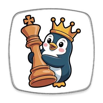 Cute Penguin Chess King Queen Brain Game - Square fridge magnet - white - Front