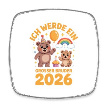 Je vais être un grand frère ours 2026 - Magnet carré - blanc - Devant