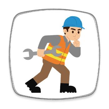 Construction site hero with wrench - Square fridge magnet - white - Front
