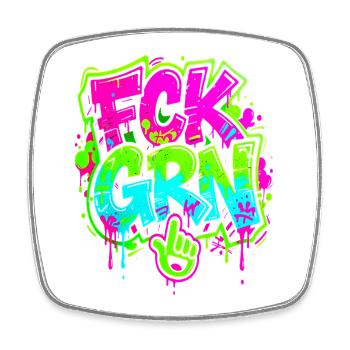 FCK GRN Graffiti  - Viereckiger Kühlschrankmagnet - Weiß - Vorne