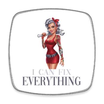 I Can Fix Everything Power Woman Illustration - Square fridge magnet - white - Front