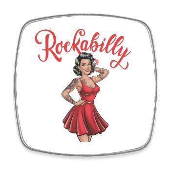 Rockabilly Vintage Pin-up Tattoo Style - Viereckiger Kühlschrankmagnet - Weiß - Vorne